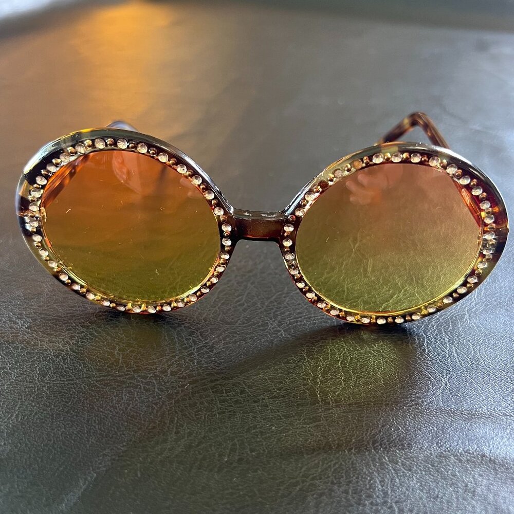Vintage Y2K Elope Hat Co 70's Style Rhinestone Rimmed Sunglasses |